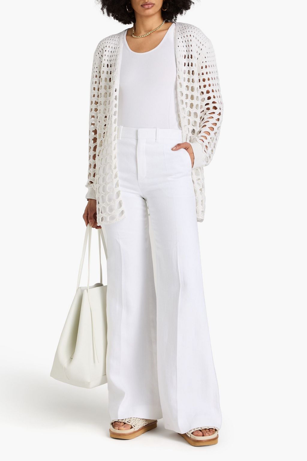 CHLOÉ Linen and cotton-blend flared pants