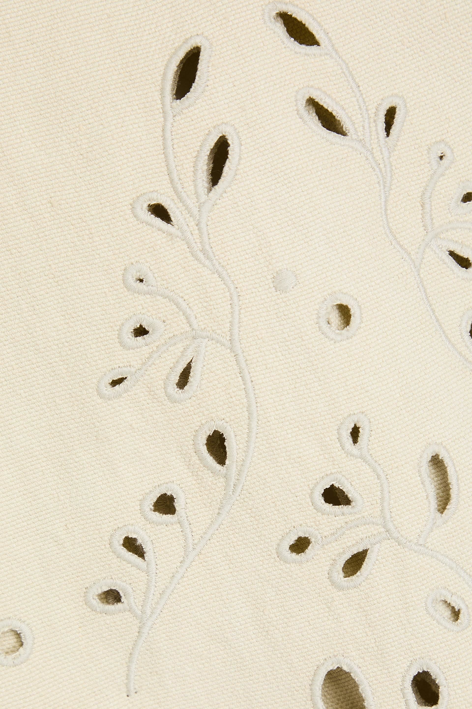 Chloé Broderie Anglaise Hemp And Paper-blend Midi Skirt In Naturfarben