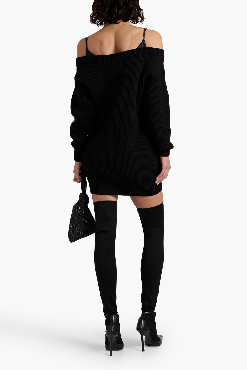 ALEXANDERWANG.T Minikleid aus Satin und einer gerippten Baumwollmischung mit Cut-outs
