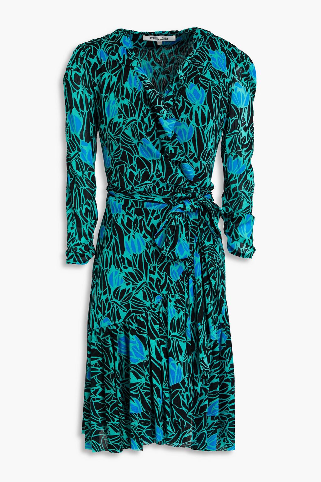 DIANE VON FURSTENBERG Paloma ruffled floral print stretch mesh mini dress THE OUTNET