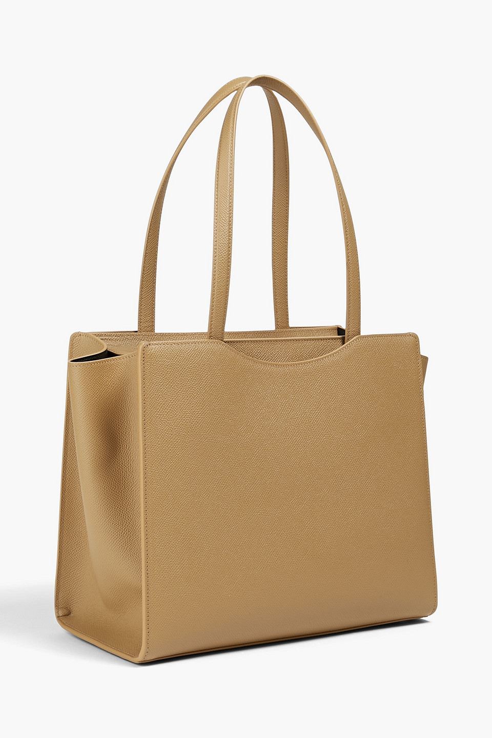 Shop Ferragamo Gemini Pebbled-leather Tote In Camel