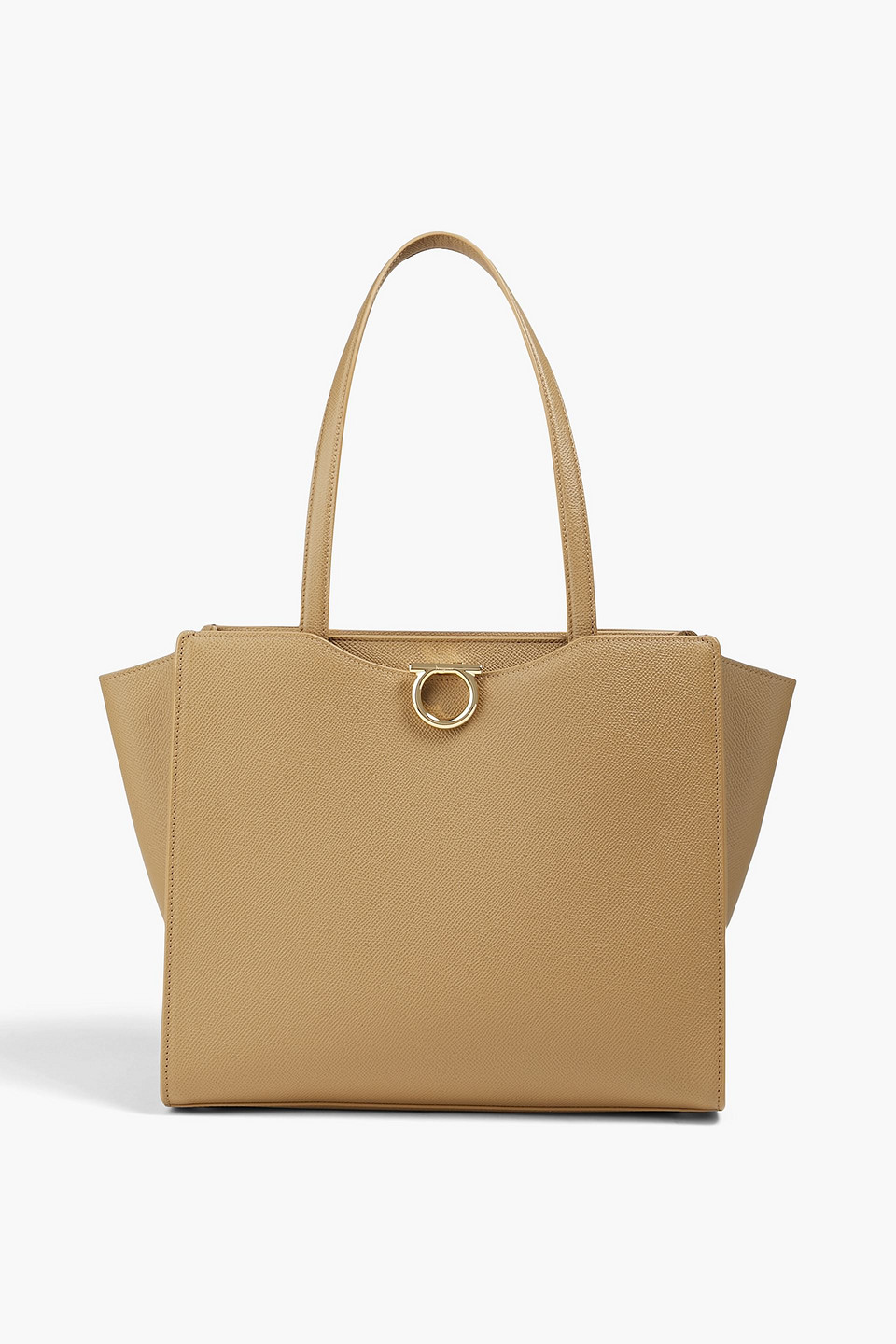 Ferragamo Carmine Textured-leather Tote In Camel