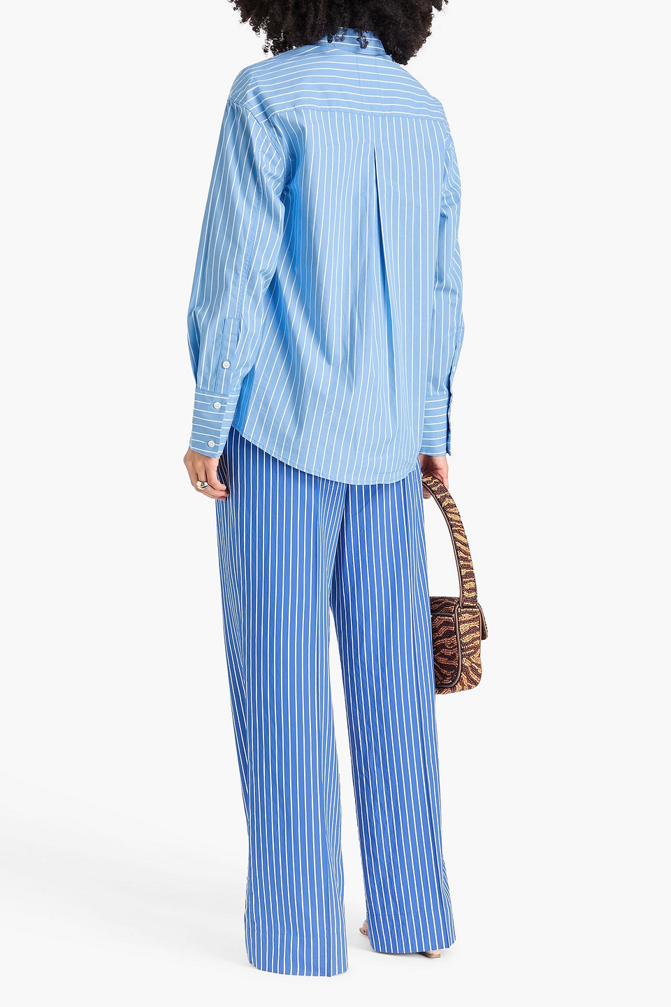  Staud - Kelly Striped Cotton-blend Shirt - Blue - Xs 