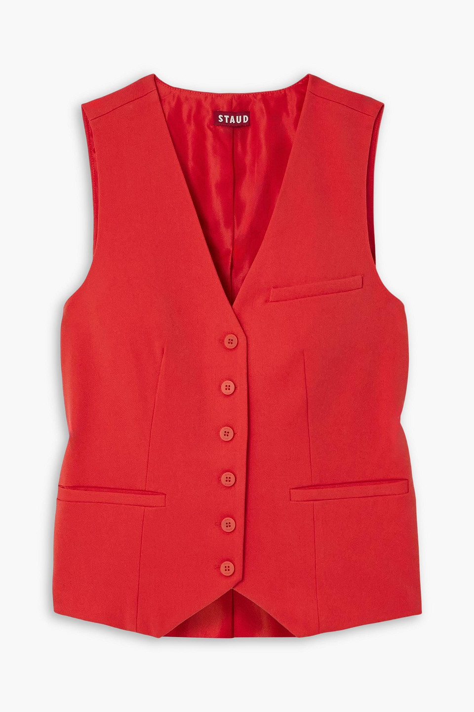Staud Brett Twill Vest In Red