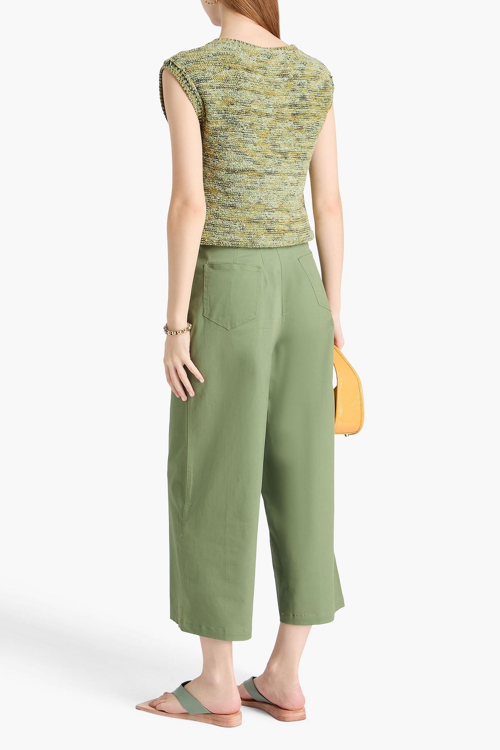 STAUD Luca cropped cotton-blend twill wide-leg pants