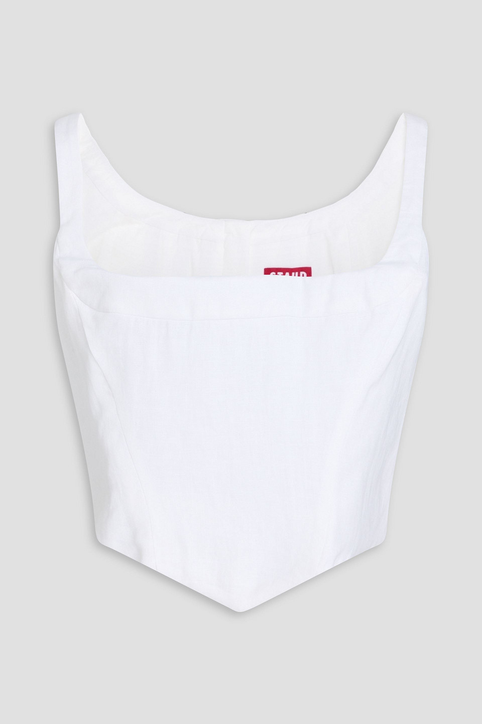 Staud Vaga Cropped Linen Bustier Top In Multi