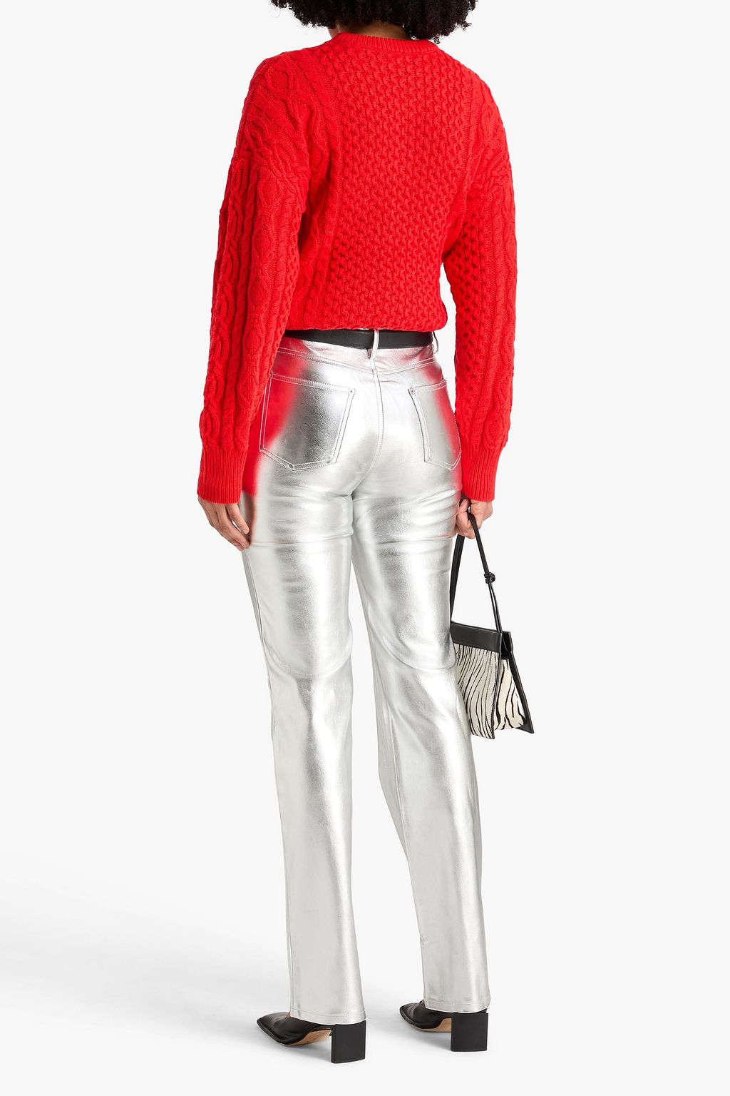 STAUD Tracy cable-knit cotton-blend sweater