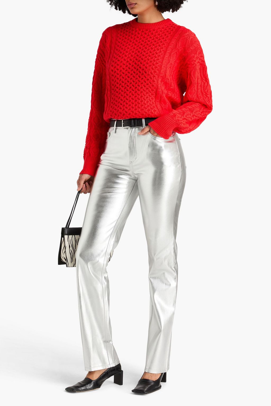 STAUD Tracy cable-knit cotton-blend sweater