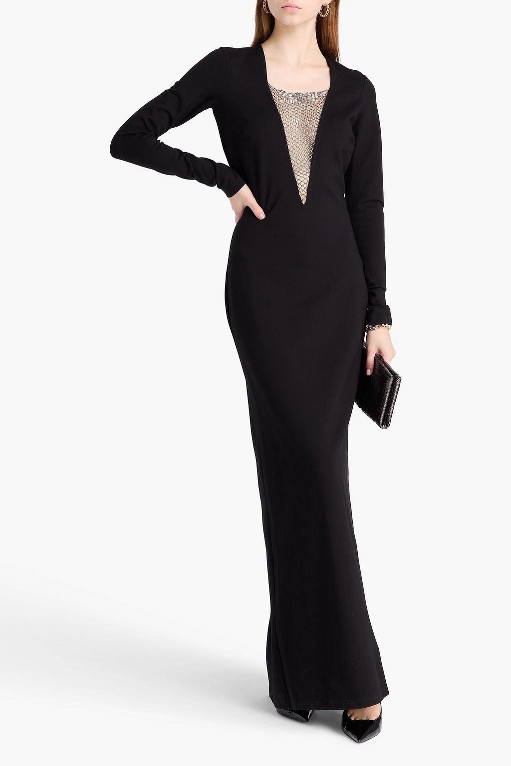 STAUD Kris embellished stretch-jersey gown
