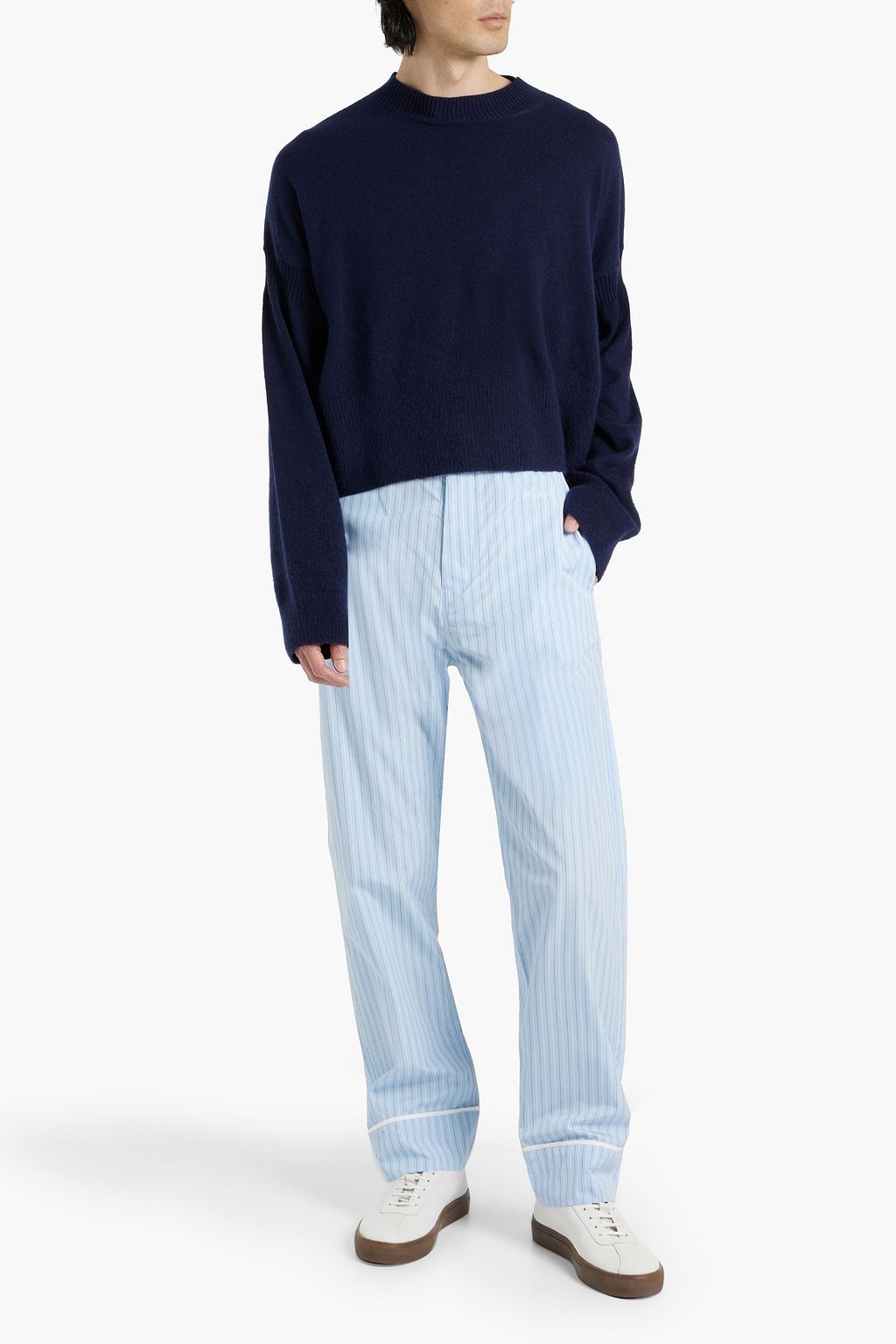 MARNI Striped cotton-poplin pants