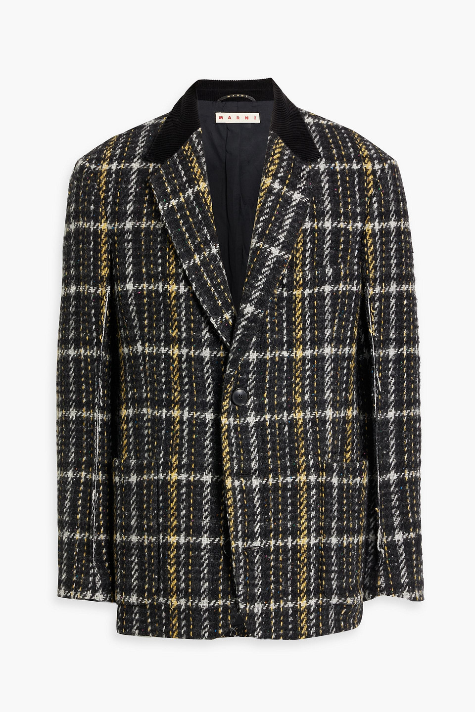 Checked wool-blend tweed blazer