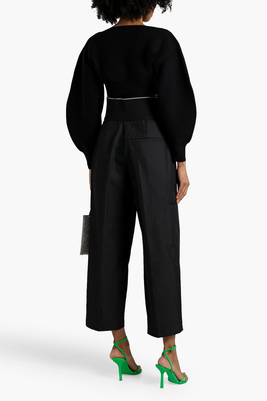 ALEXANDER WANG كارديغان قصير مصنوع من مزيج الصوف ومزين بالكريستال