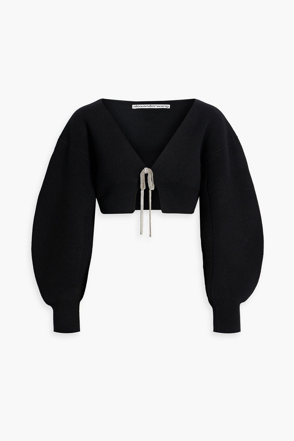 ALEXANDER WANG Cropped crystal-embellished wool-blend cardigan