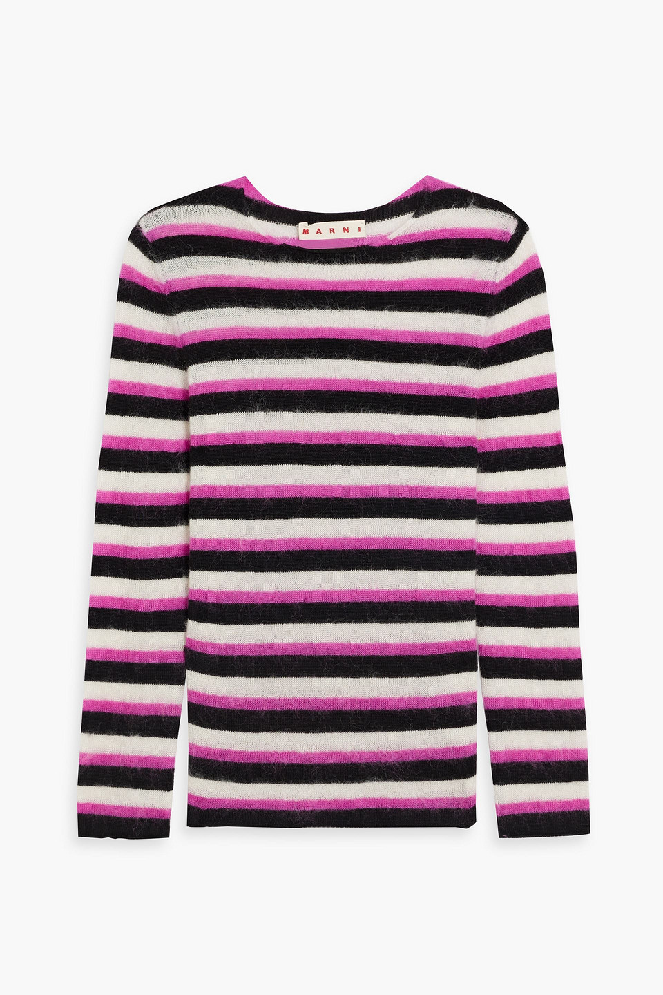 Marni Striped Wool-blend Sweater In Fuchsia