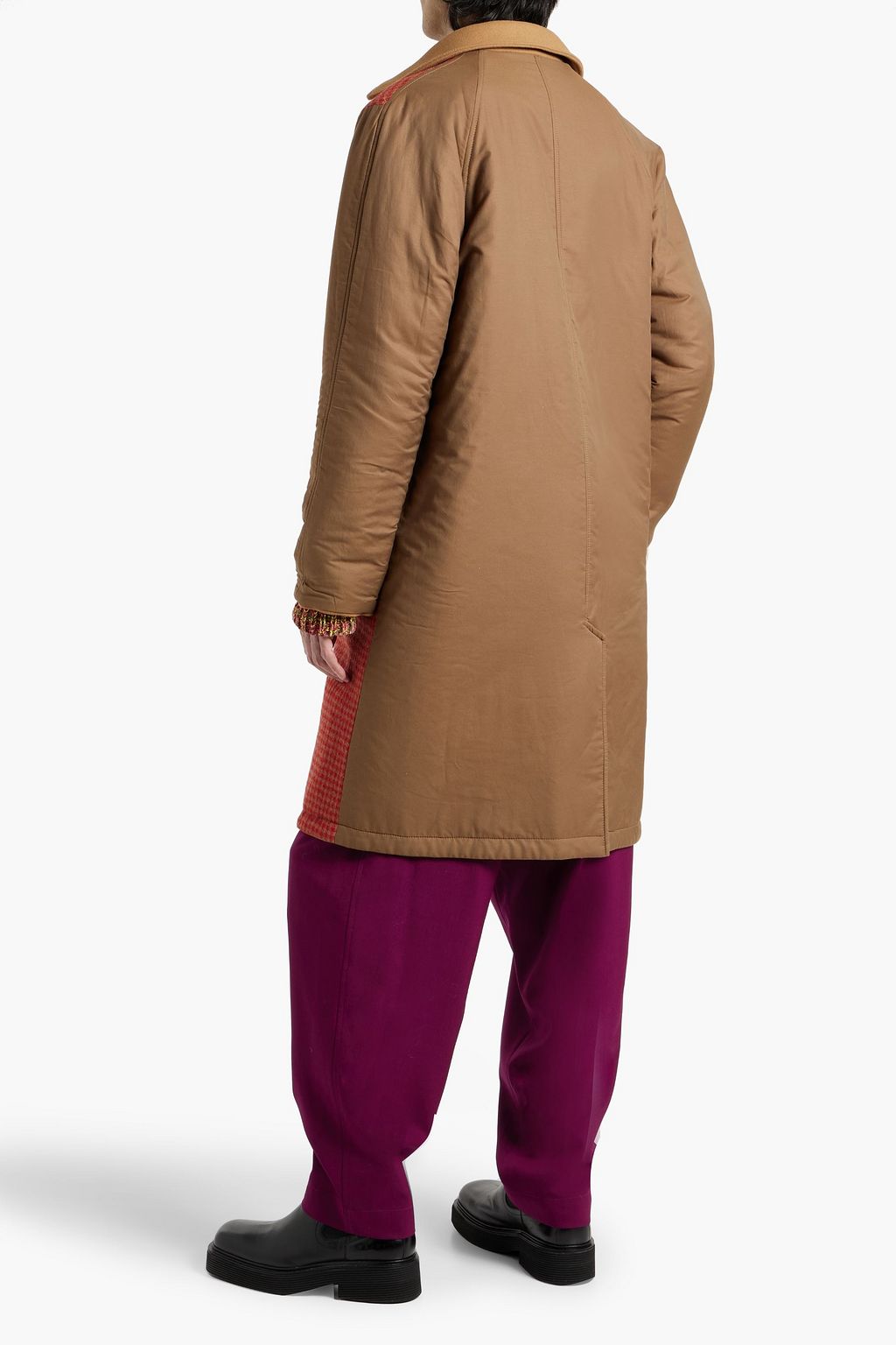 MARNI Reversible checked wool-blend felt and twill coat