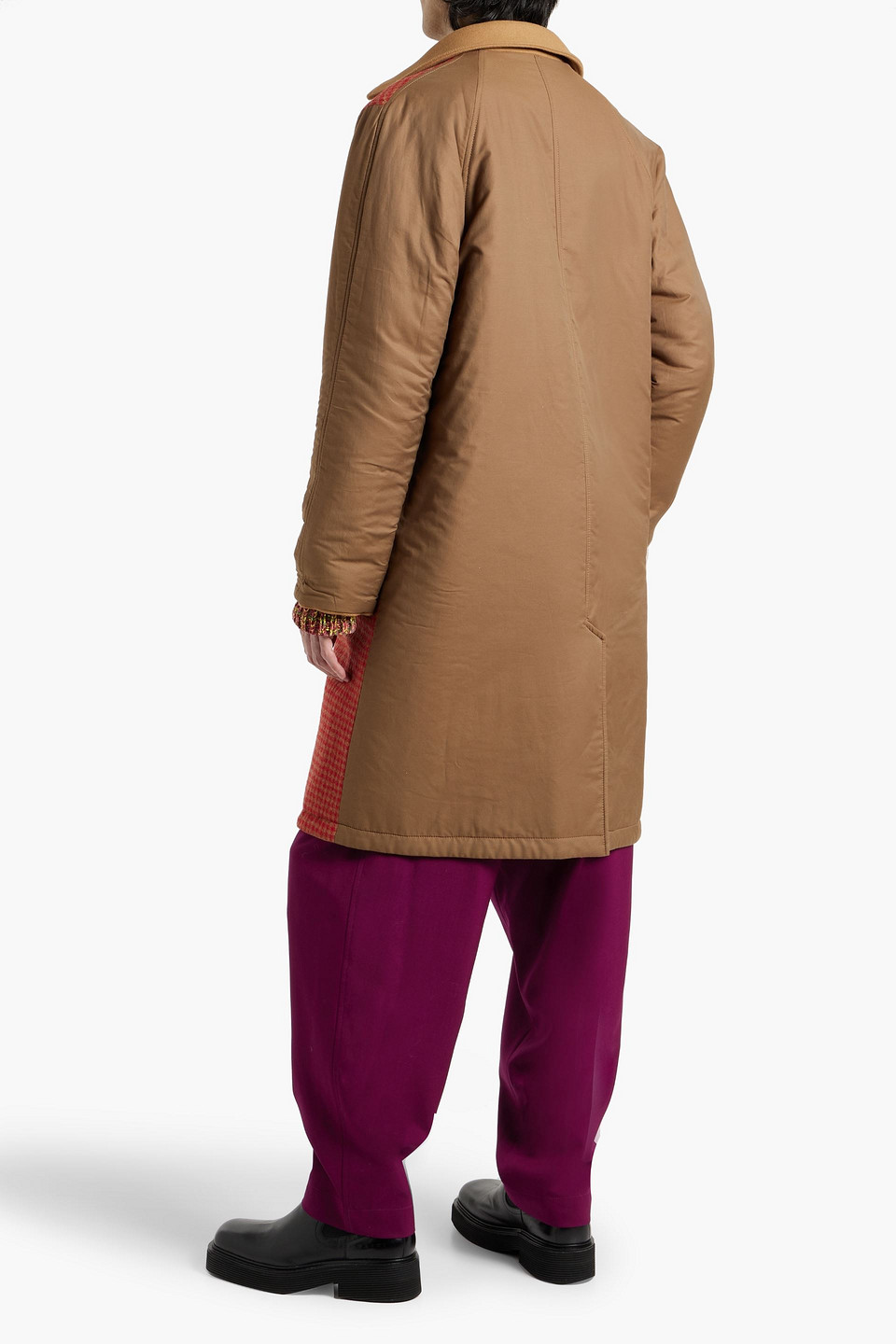 Marni Reversible Checked Wool-blend Felt And Twill Coat In Brick