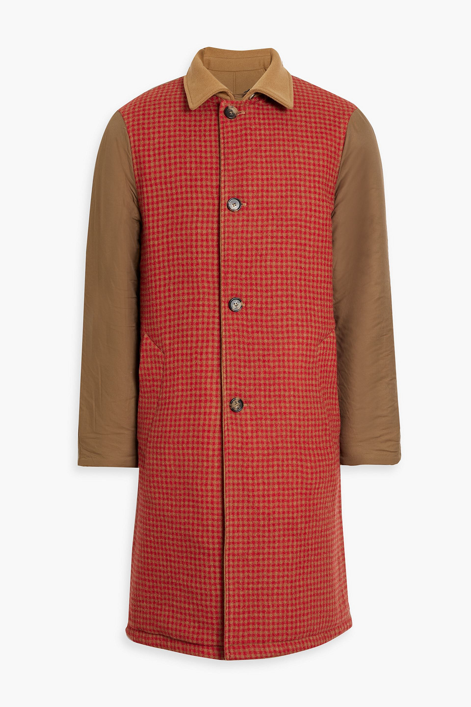 Marni Reversible Checked Wool-blend Felt And Twill Coat In Brick