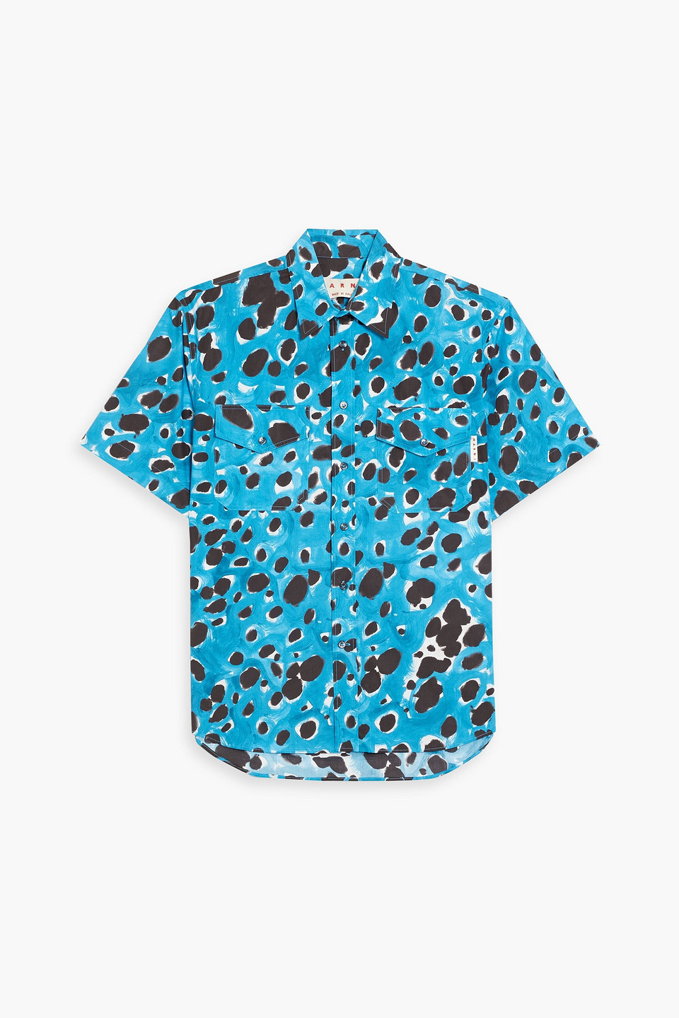 Marni Printed Cotton Shirt In Azure