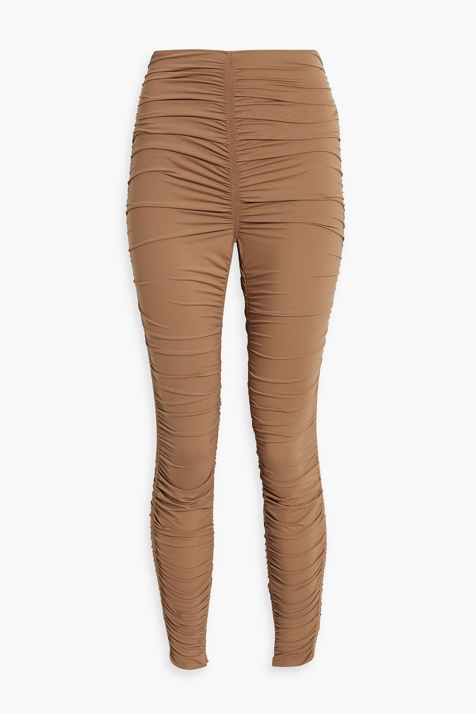 Alexander Wang Ruched Stretch-jersey Leggings In Light Brown