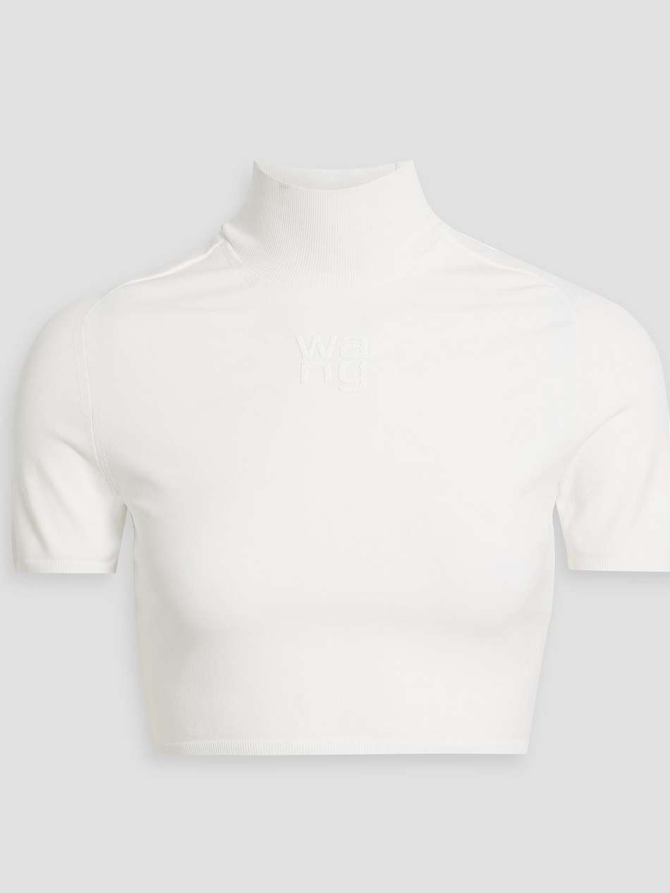 cropped stretch-knit turtleneck top
