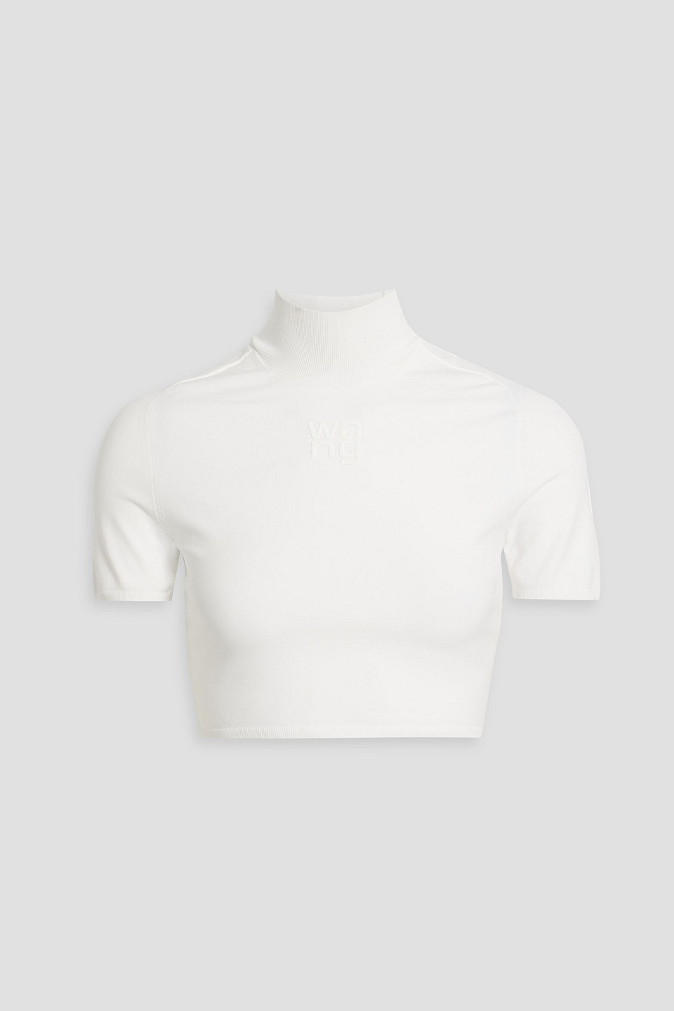 Alexander Wang T Cropped Printed Stretch-knit Turtleneck Top In White