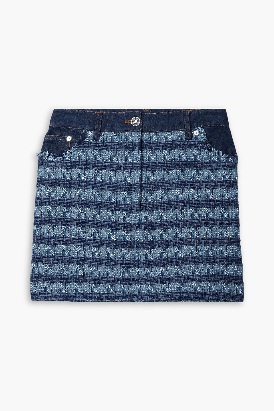 Veronica Beard Trufino Cotton-blend Tweed And Denim Mini Skirt In Blue