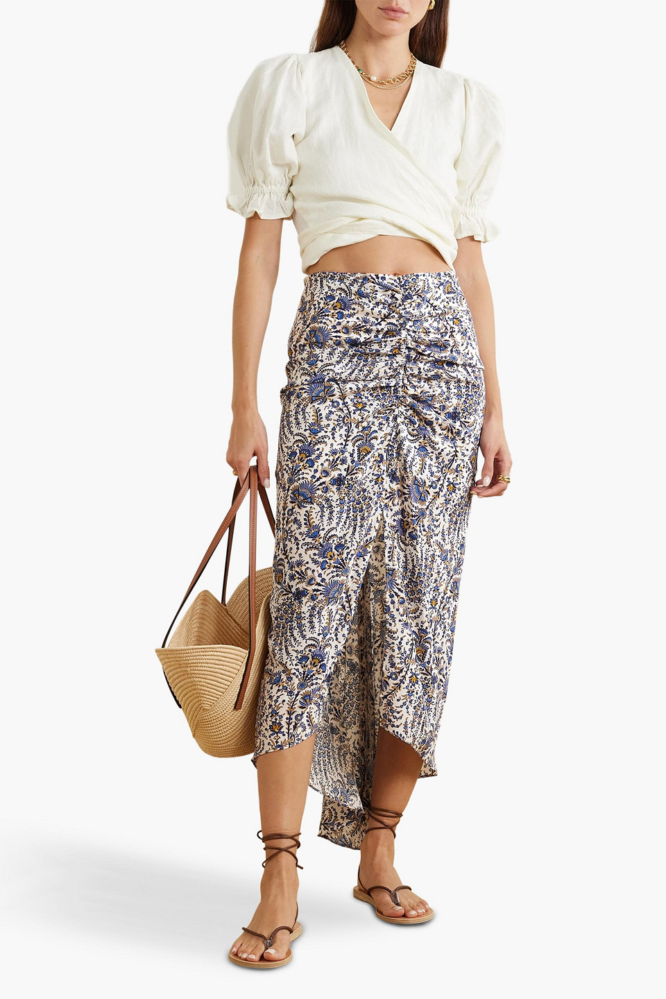  Veronica Beard - Pixie Asymmetrischer Midirock Aus Georgette Aus Stretch-seide Mit Print - Blau - Us 0 