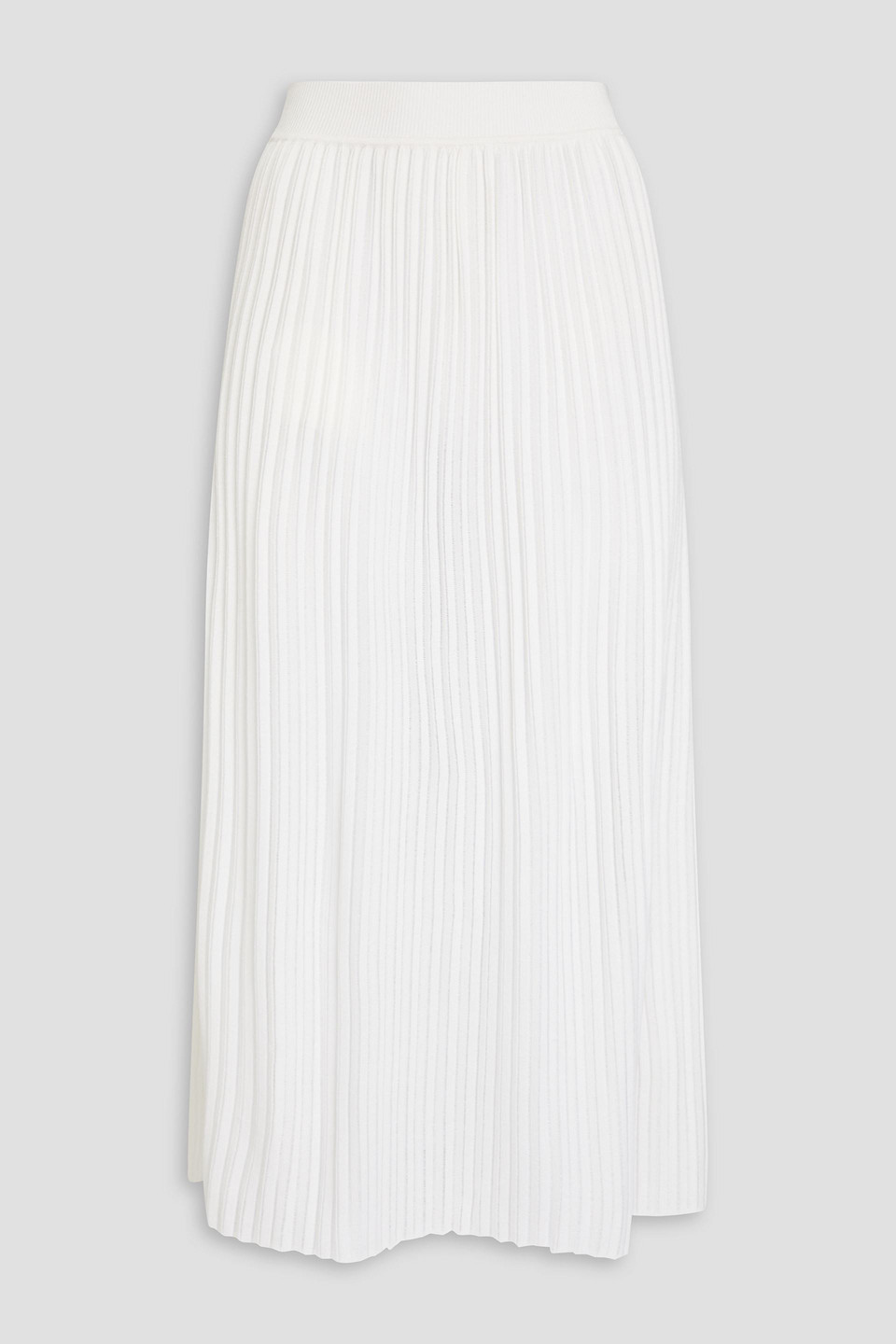 Chloé - Ribbed silk and linen-blend midi skirt - White - S