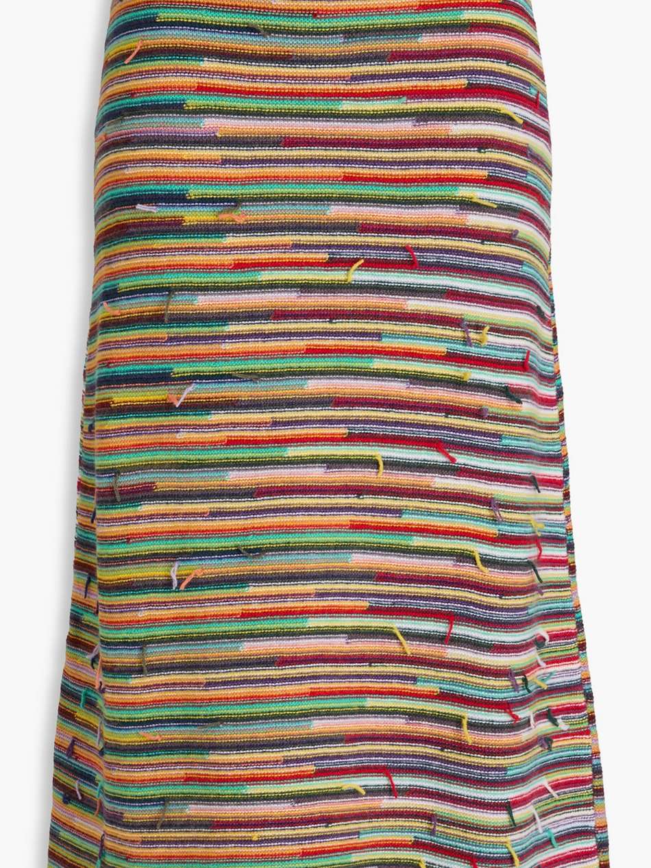 striped wool and cashmere-blend midi skirt
