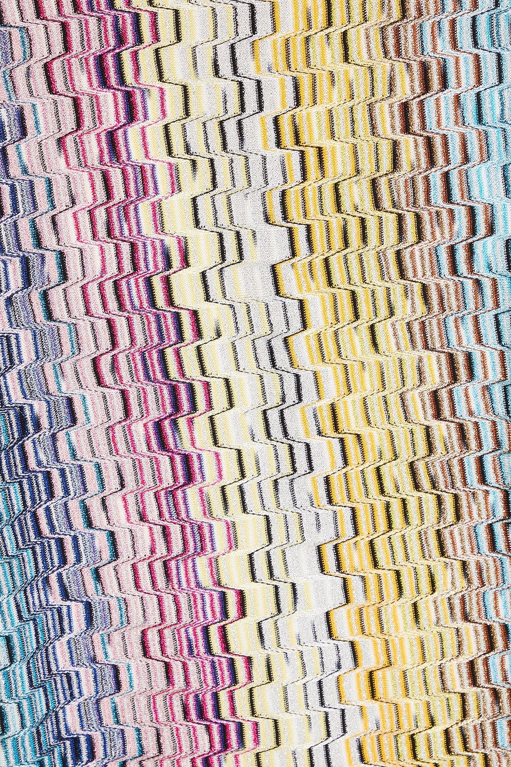 MISSONI 메탈릭 크로셰 니트 미니 드레스