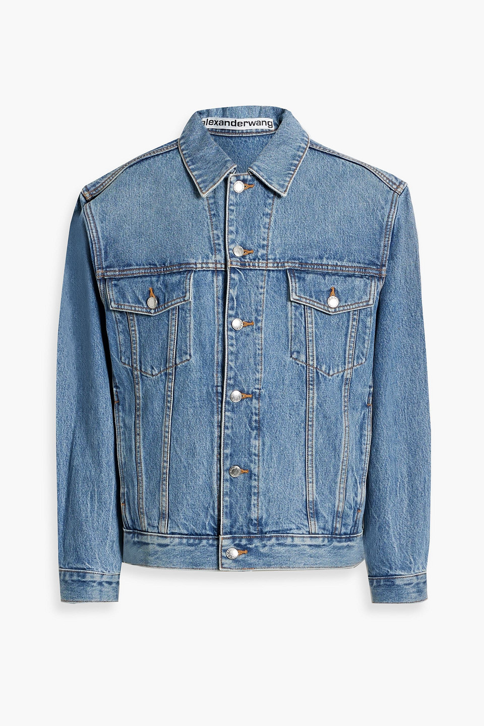 Shop Alexander Wang Oversized Denim Jacket In Mid Denim