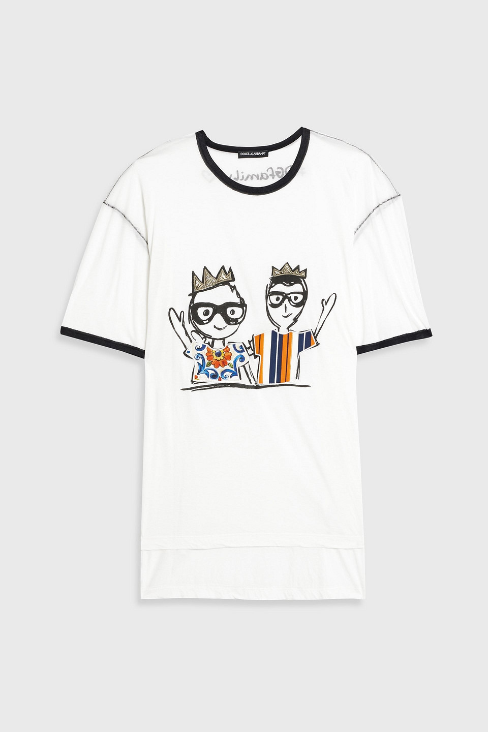 dolce&gabbana - printed cotton and silk-blend jersey t-shirt - white - it 56