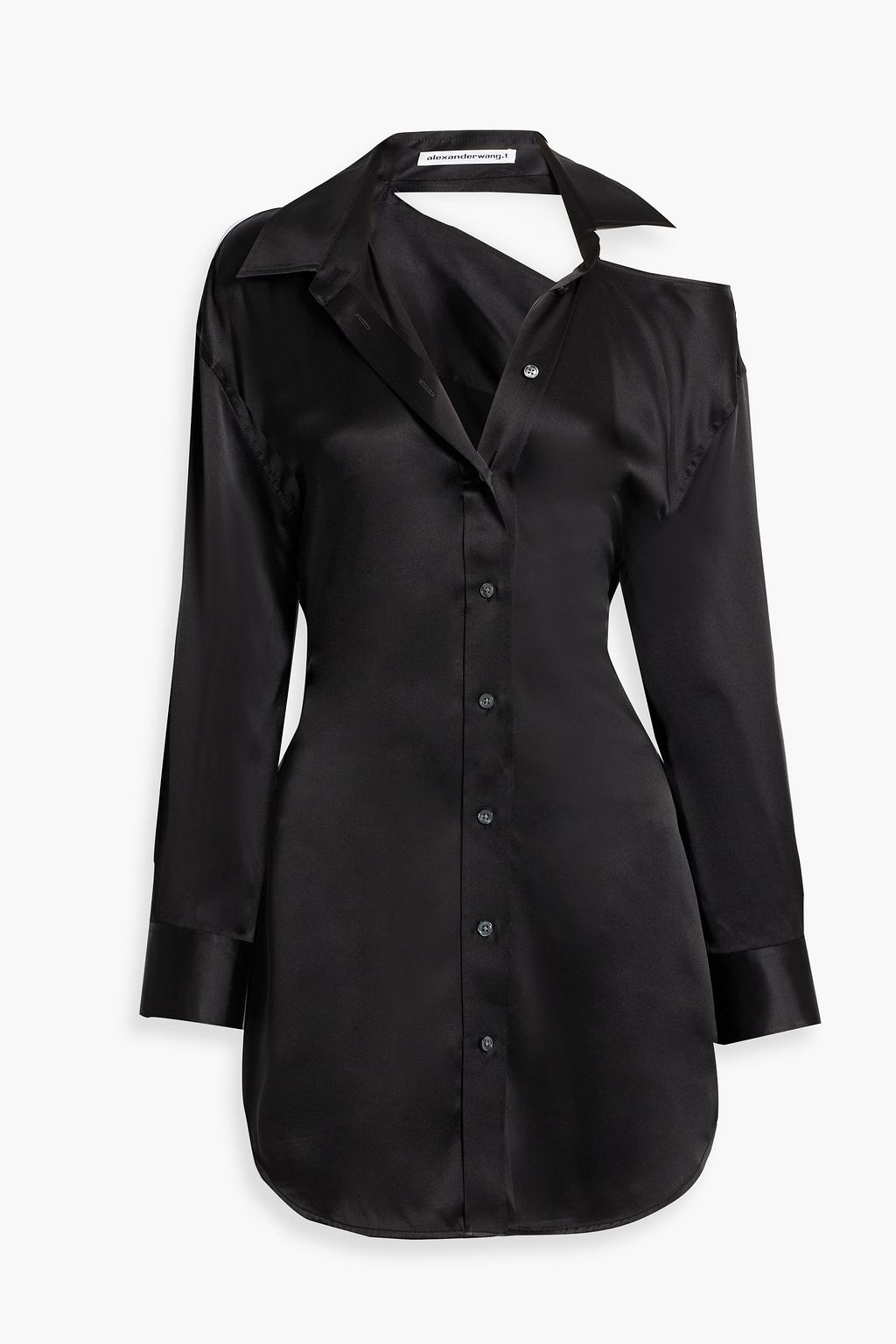 ALEXANDERWANG.T Cutout silk-satin mini shirt dress | THE OUTNET