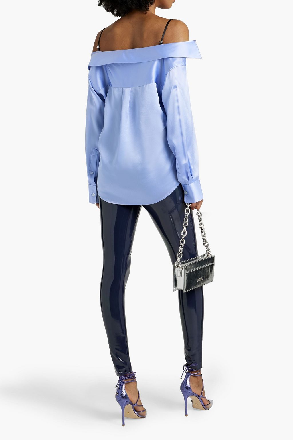 ALEXANDERWANG.T Cold-shoulder silk-satin shirt