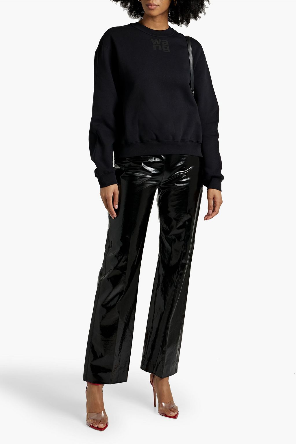 ALEXANDERWANG.T Appliquéd cotton-blend fleece sweatshirt