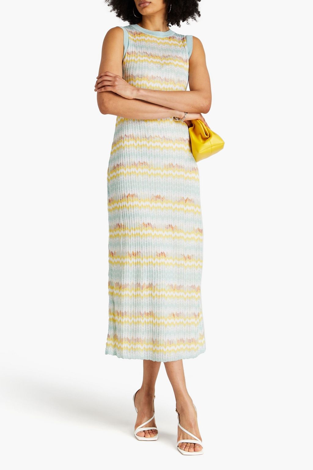 MISSONI فستان متوسط الطول مصنوع من نسيج بحبكة كروشيه