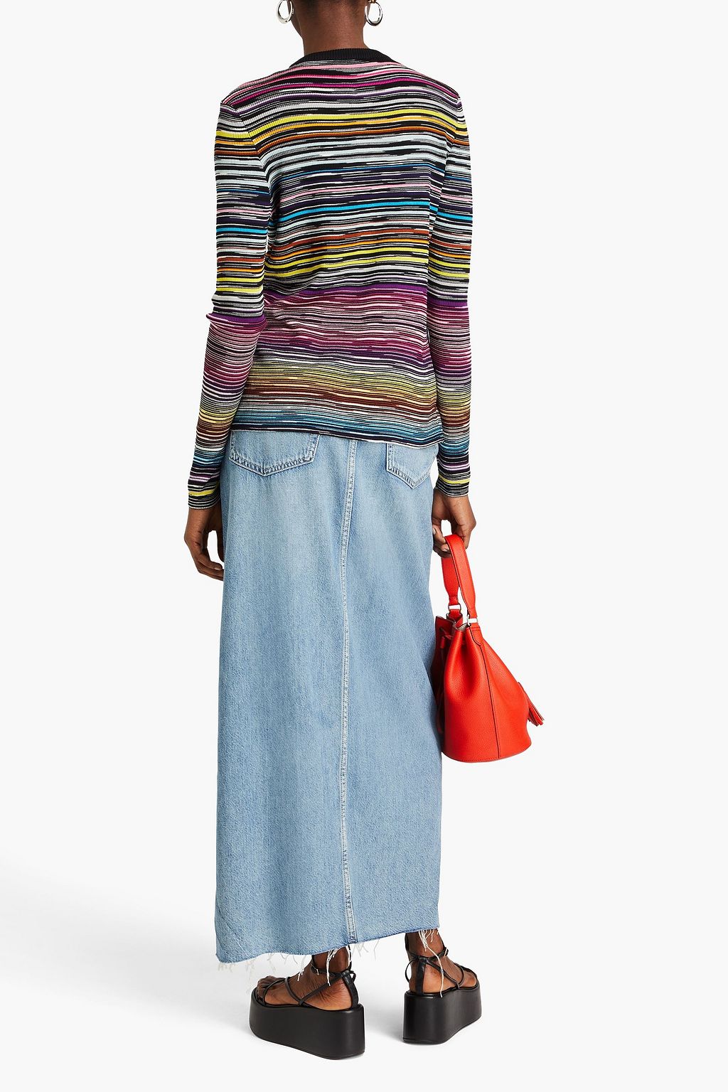 MISSONI كارديغان مصنوع من مزيج الصوف بتصميم مضلّع ومصبوغ بألوان متداخلة