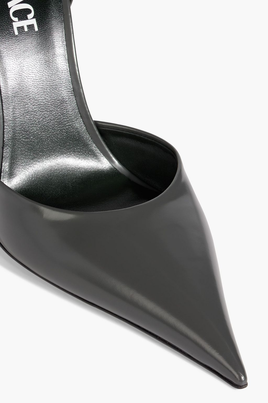 VERSACE Pin-Point glossed-leather pumps