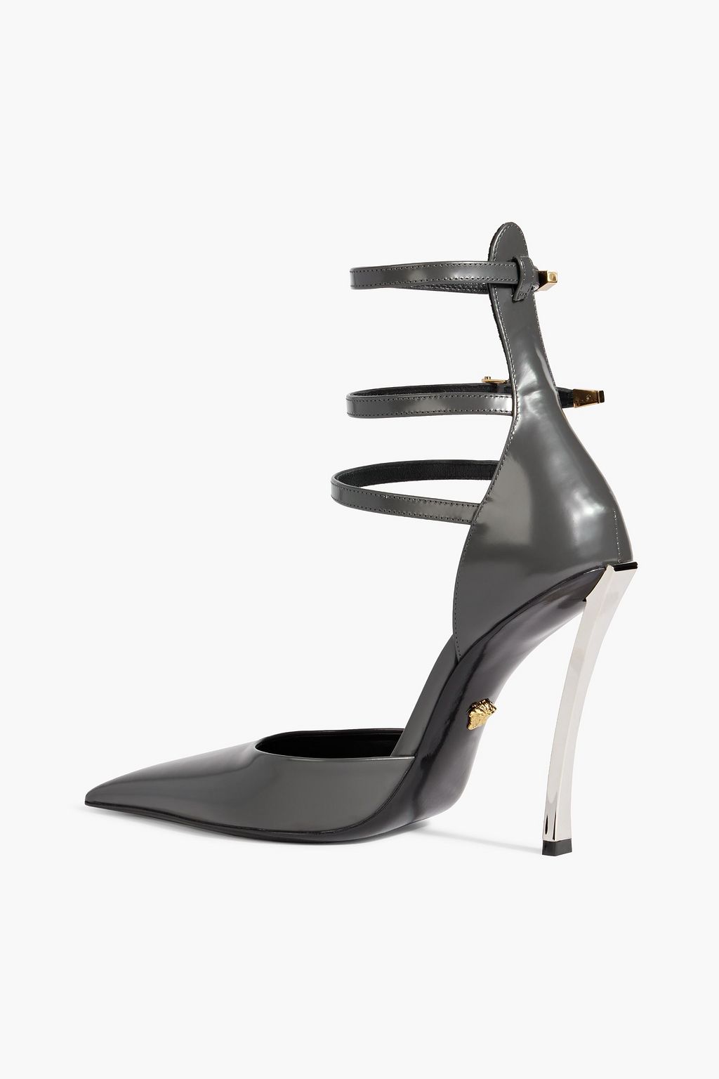 VERSACE Pin-Point glossed-leather pumps