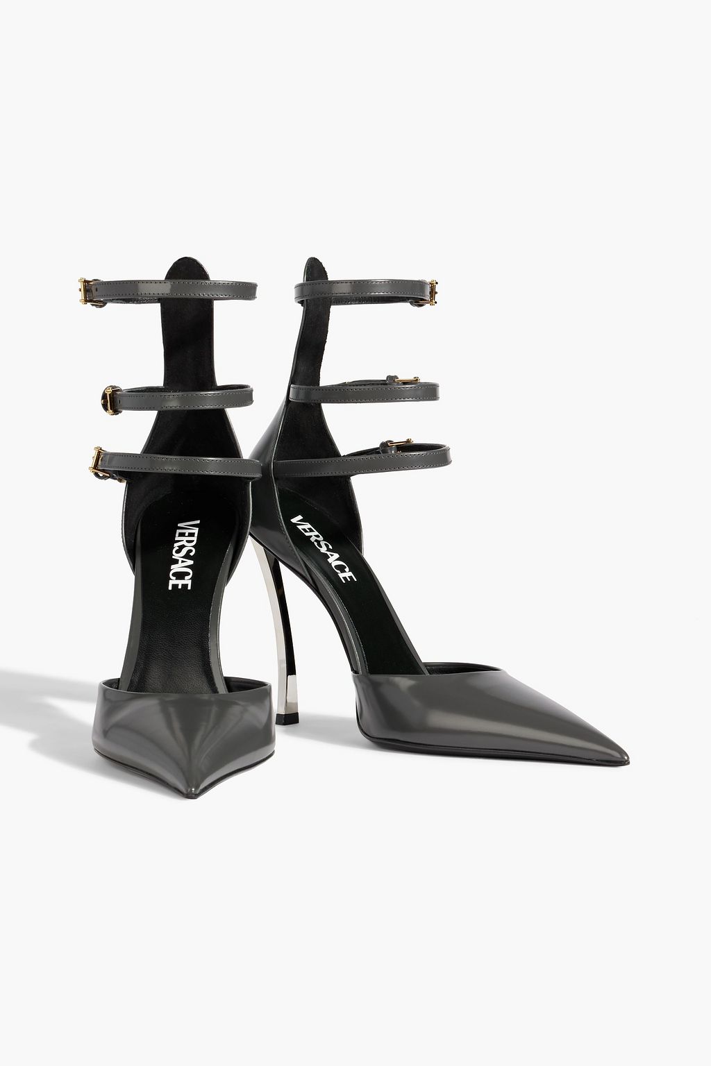 VERSACE Pin-Point glossed-leather pumps