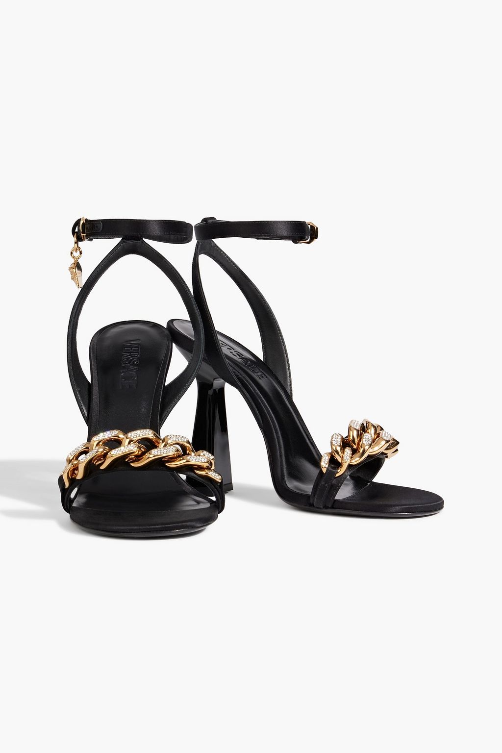 VERSACE Embellished satin sandals