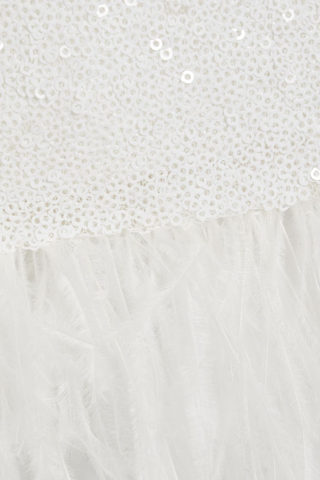 HVN Ashley feather-embellished sequined tulle mini dress