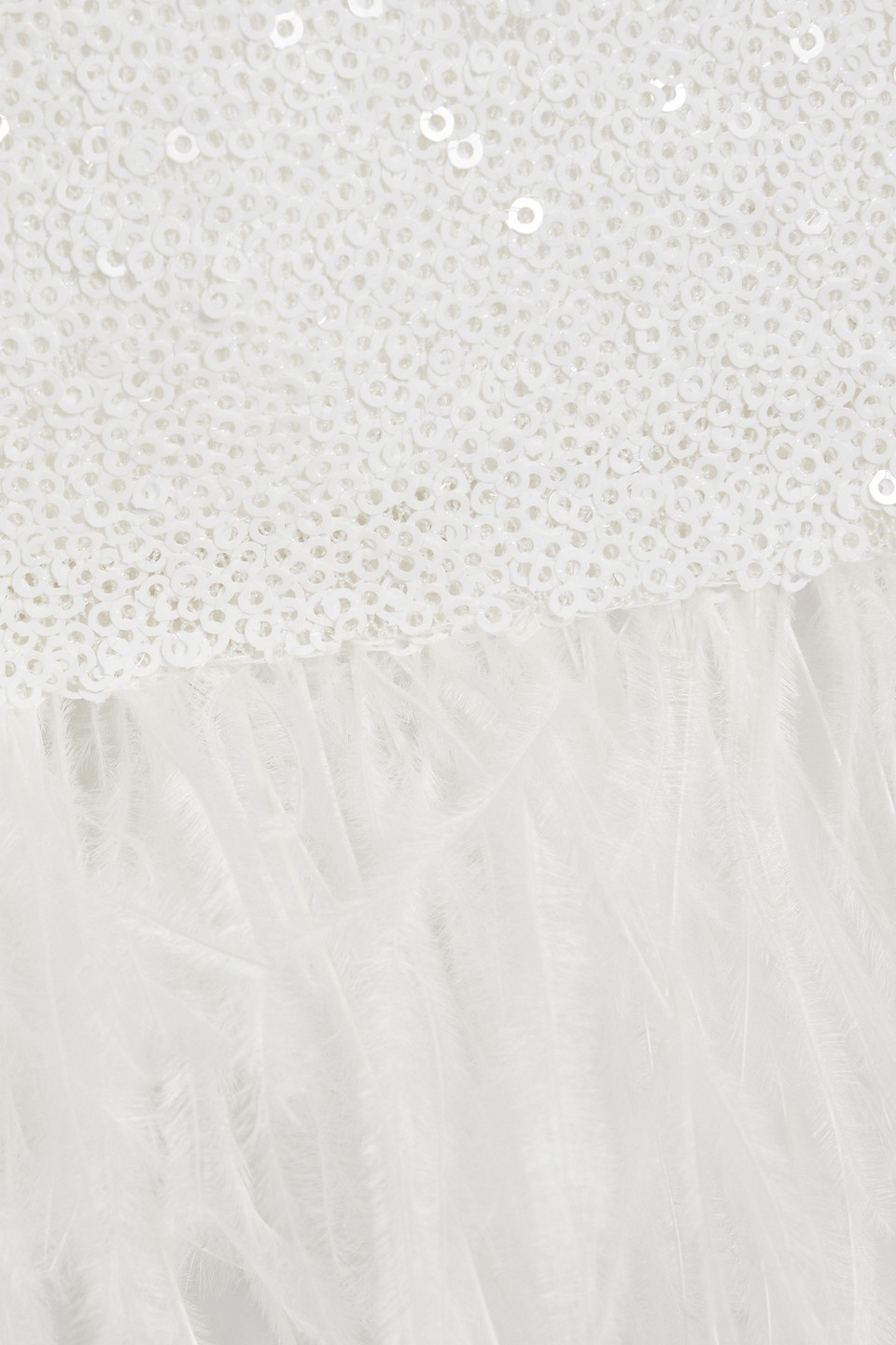 HVN ASHLEY FEATHER-EMBELLISHED SEQUINED TULLE MINI DRESS