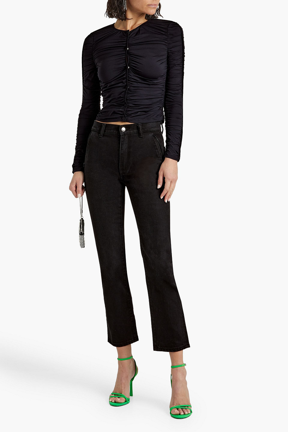  Alexander Wang - Cardigan Aus Stretch-jersey Mit Raffungen - Schwarz - Xs 