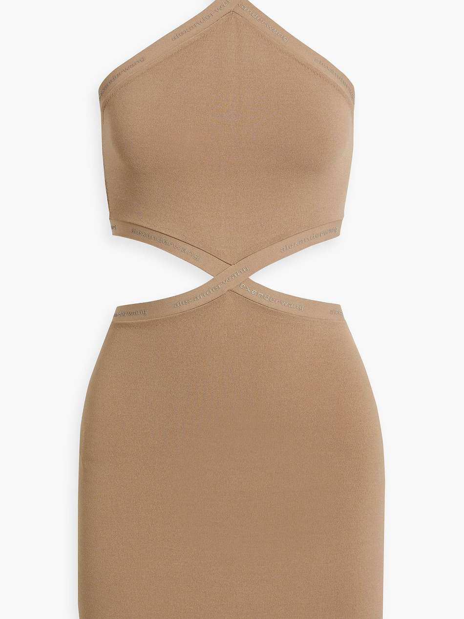 cutout stretch-knit halterneck mini dress