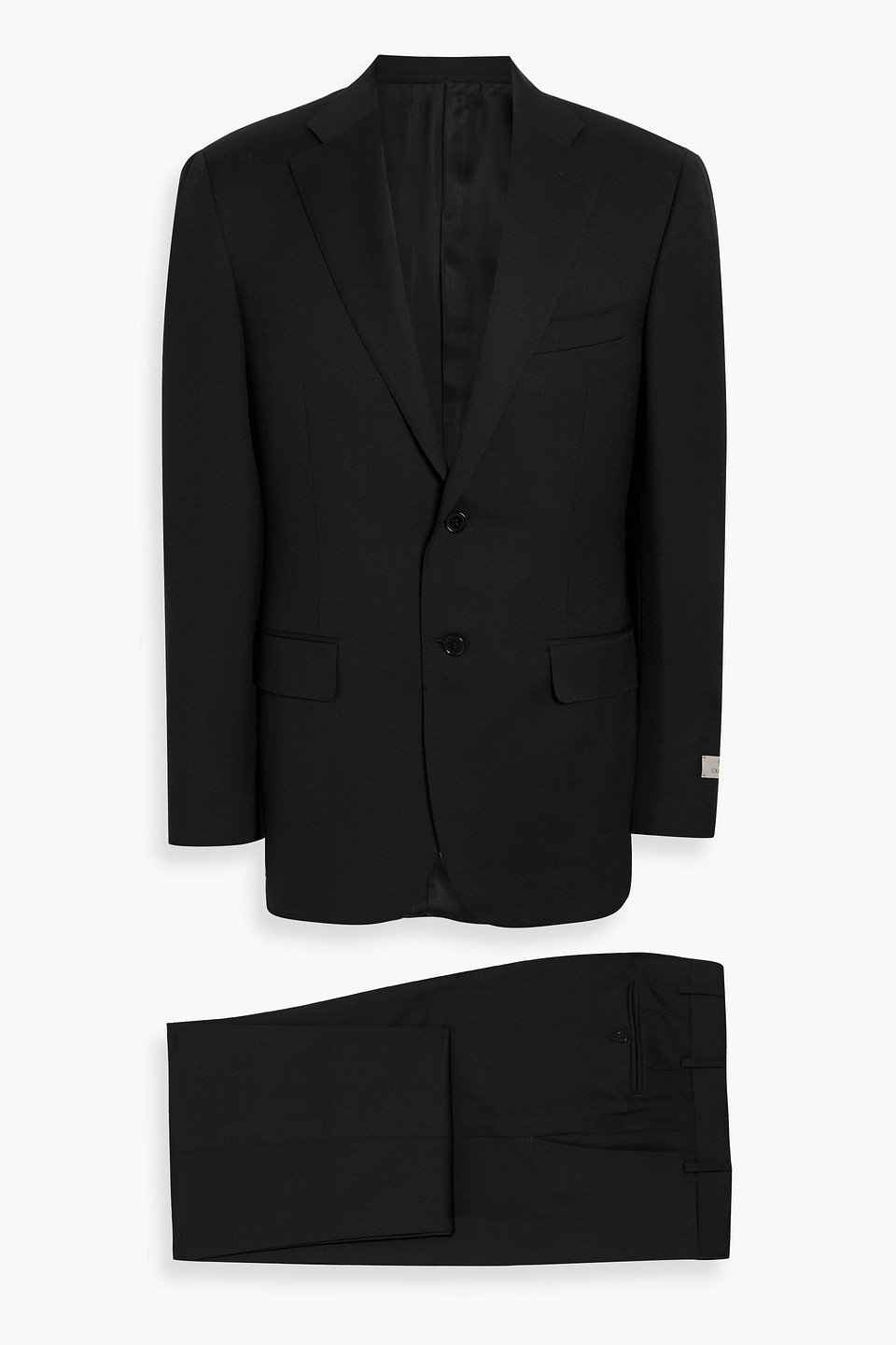 Shop Canali Wool-twill Suit In Black