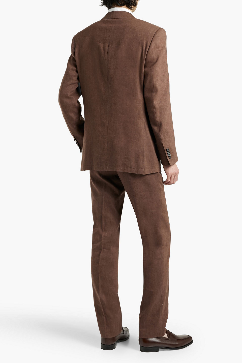 Shop Canali Linen And Wool-blend Suit In Brown