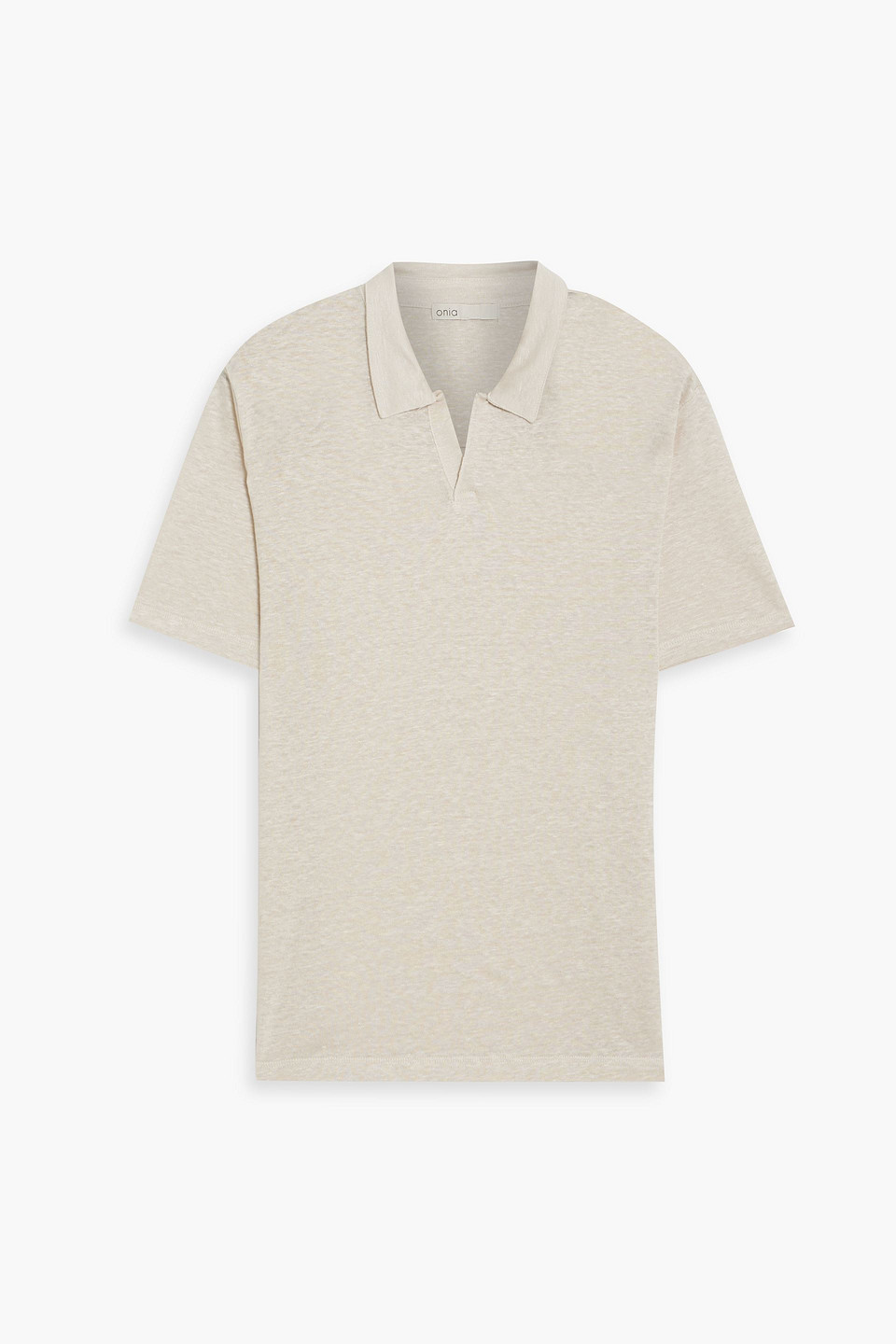 Shop Onia Shaun Linen-jersey Polo Shirt In Stone