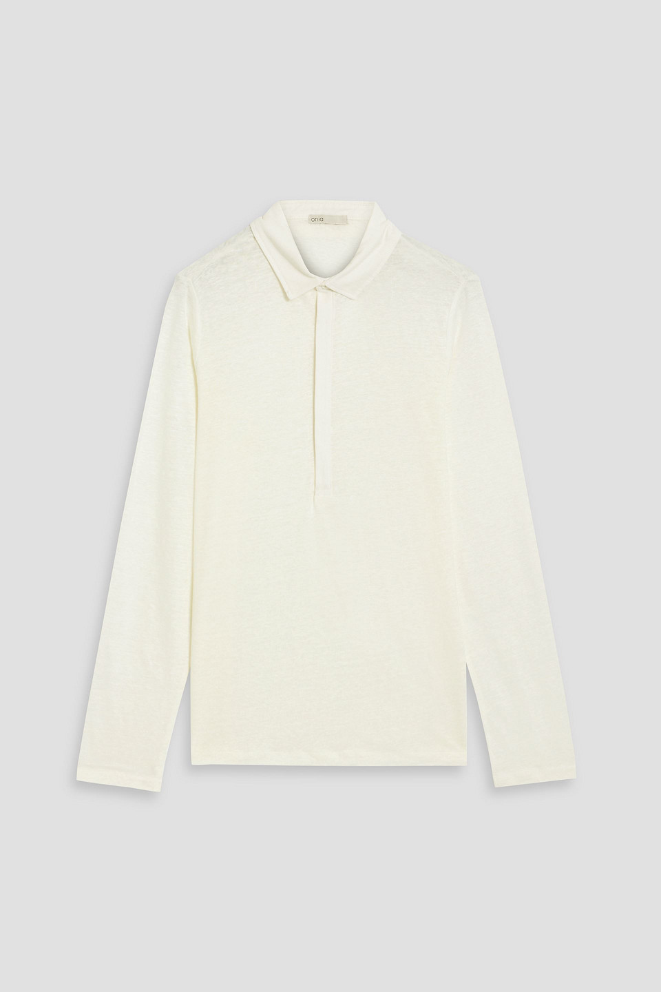 Onia Linen-jersey Polo Shirt In Off-white