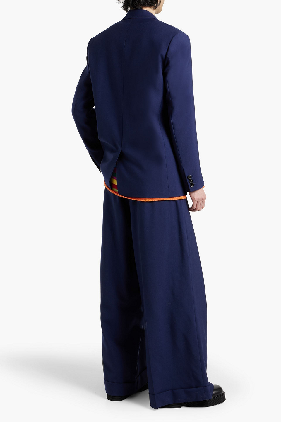 Shop Marni Oversized Wool Blazer In Indigo